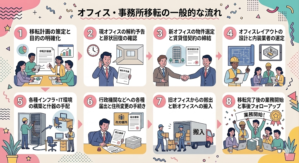 オフィス・事務所移転の一般的な流れ