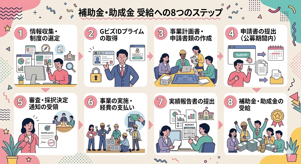 補助金・助成金申請の流れについての説明
